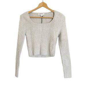 Glamorous Cropped Square Neck Ribbed Fuzzy Sweater Top size 12 US